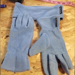 Columbia Light Blue Fleece Gloves and Headband Set